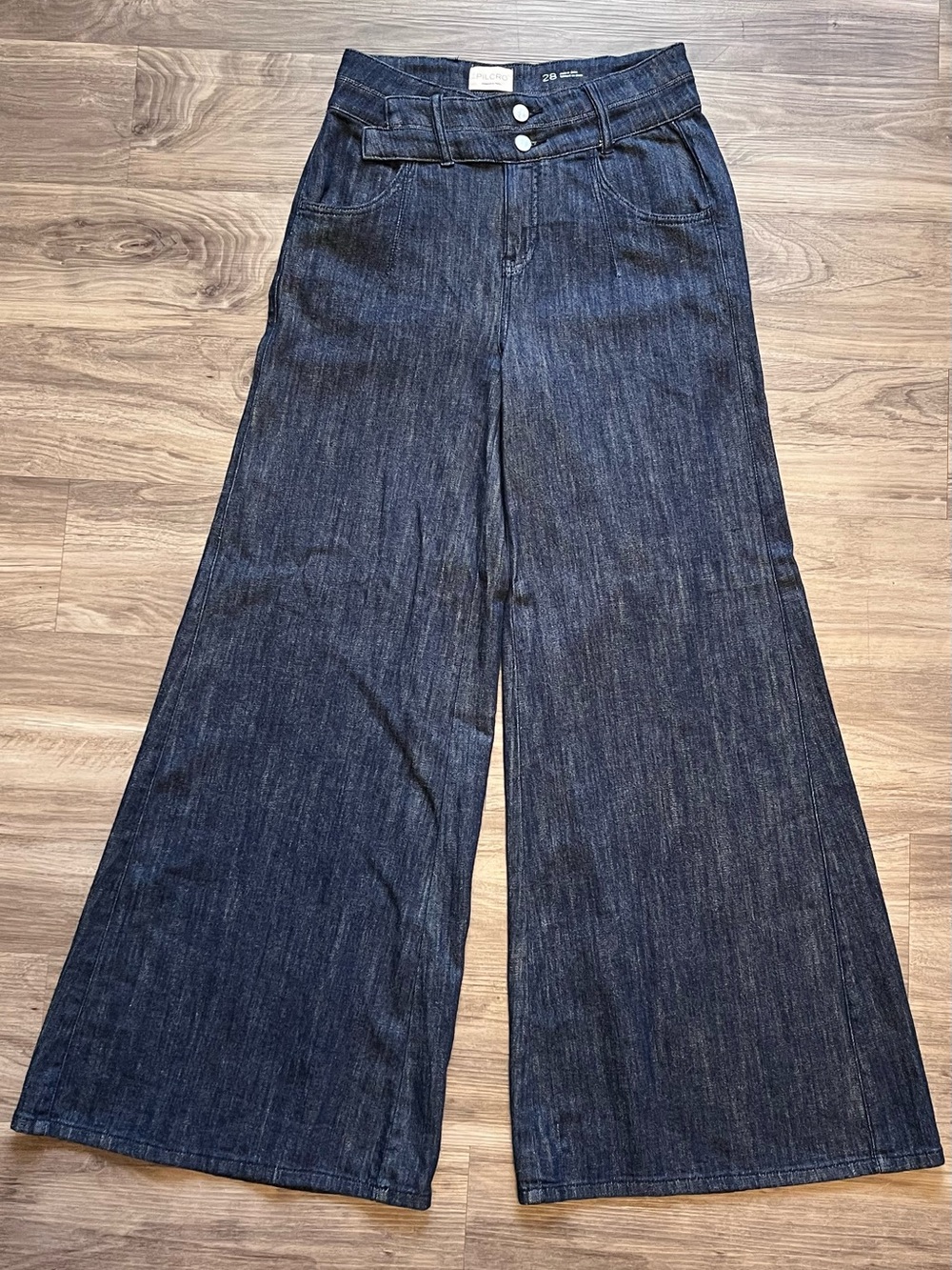 Anthropologie Pilcro High-Rise Wide-Leg Trouser Jeans Dark Wash Size 28 - Picture 2 of 10